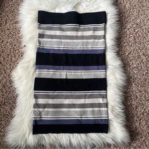 NEW Loft Striped Skirt Medium Blue and grey